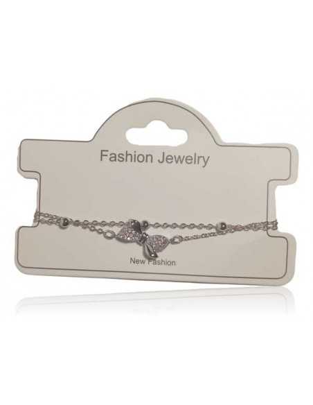 Bracelet fin double chaine pendentif noeud fantaisie