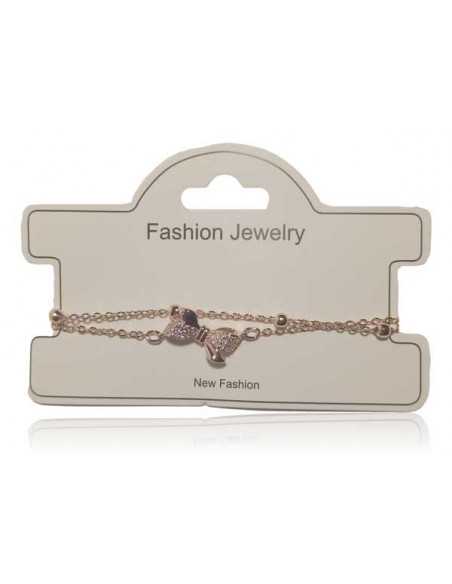 Bracelet fin double chaine pendentif noeud fantaisie