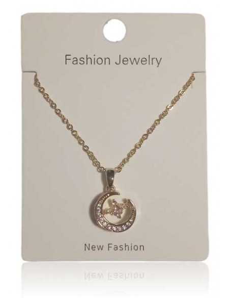 Collier acier inoxydable pendentif lune et étoile