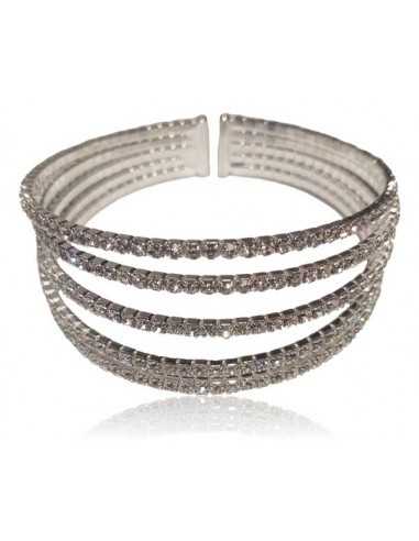 Bracelet multirangs strass manchette ouverte