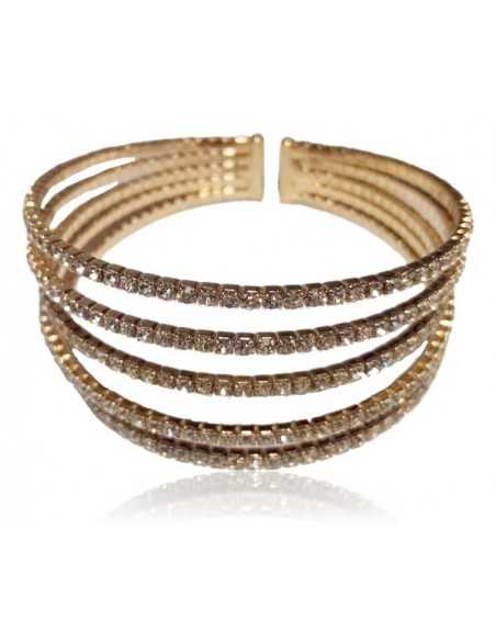 Bracelet multirangs strass manchette ouverte