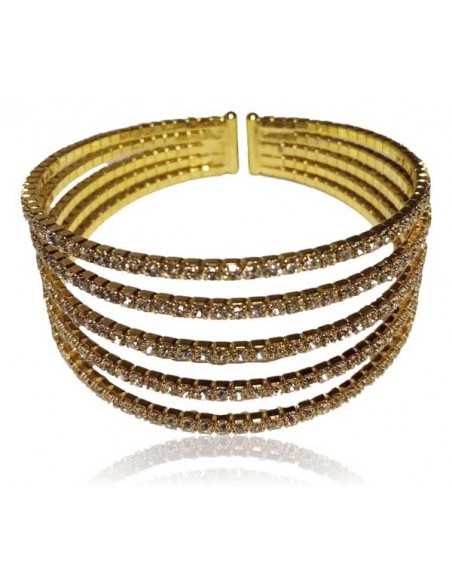 Bracelet multirangs strass manchette ouverte