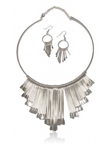 Parure ras de cou dégradés texturés collier et B.O