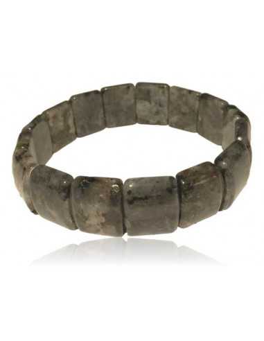 Bracelet labradorite noire pierres carrées manchette