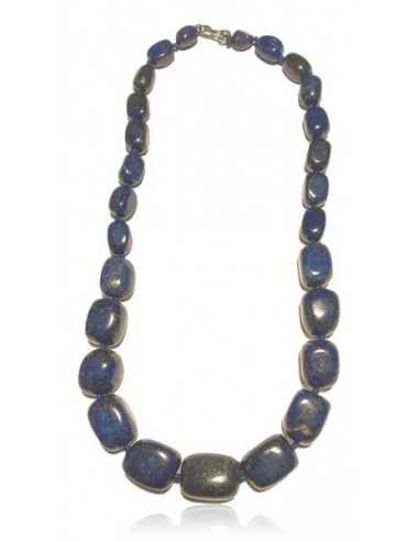 Collier lapis lazuli pierres cubiques larges dégradées