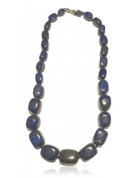 Collier lapis lazuli pierres cubiques larges dégradées