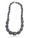 Collier lapis lazuli pierres cubiques larges dégradées