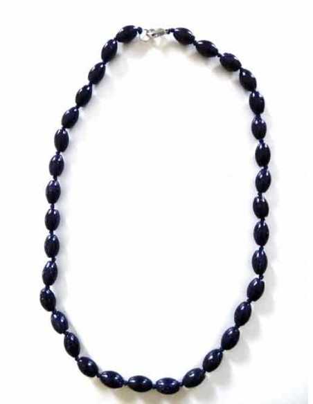 Collier pierre du soleil noir perles tambour