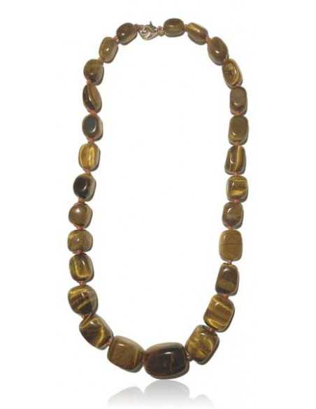 Collier oeil de tigre pierres cubiques larges