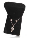 Parure coffret collier pendentif feuille texturée sertie et boucles