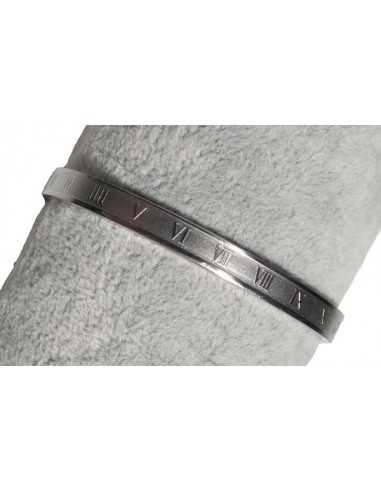 Bracelet jonc acier inoxydable motifs chiffres romains