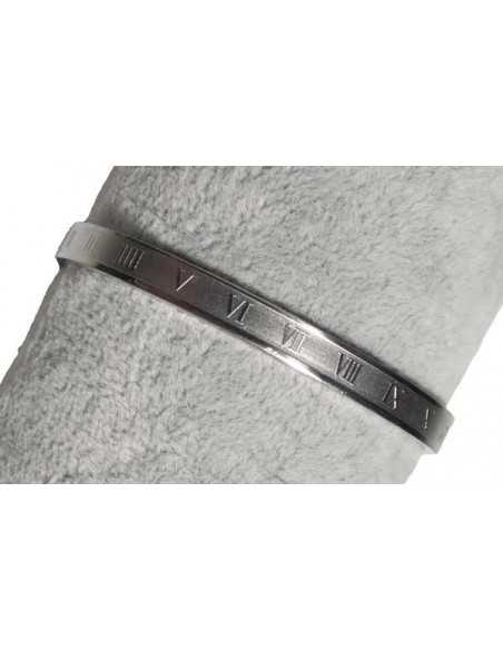 Bracelet jonc acier inoxydable motifs chiffres romains