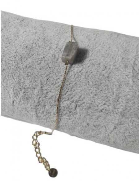 Bracelet fin acier inoxydable cabochon pierre naturelle labradorite