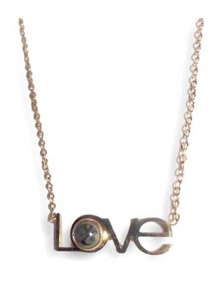 Collier acier inoxydable 316L doré pendentif love avec message caché