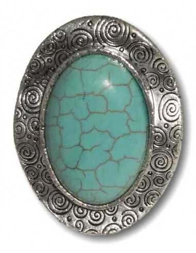 Bague ajustable décorée d'une turquoise en pierre de synthèse