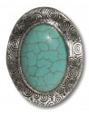 Bague ajustable décorée d'une turquoise en pierre de synthèse