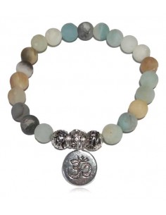 Bracelet amazonite avec charm motif zen pierres boules 10 mm