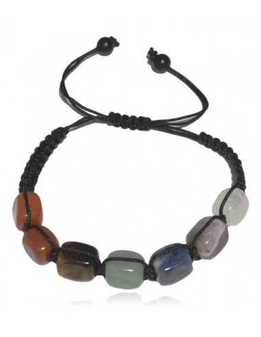 Bracelet chakras multi pierres sur cordon ajustable