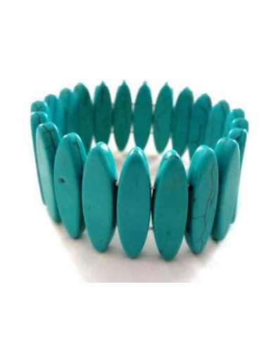 Bracelet turquoise reconstituée pierres ovales allongées