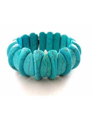 Bracelet turquoise reconstituée pierres géométriques