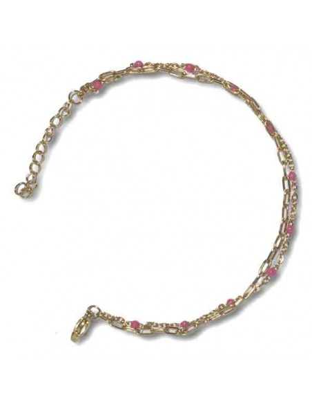 Bracelet acier double chaine et perles