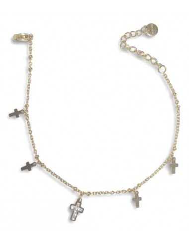 Bracelet acier pampilles motif croix sertie