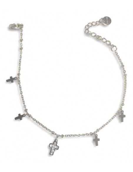 Bracelet acier pampilles motif croix sertie