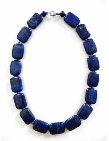 Collier lapis-lazuli pierres carrées