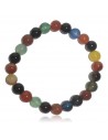 Bracelet agate multicolore foncé pierres boules 8 mm