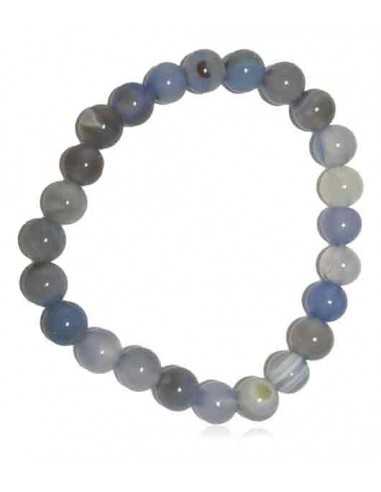 Bracelet agate bleu pale pierres boules 8 mm