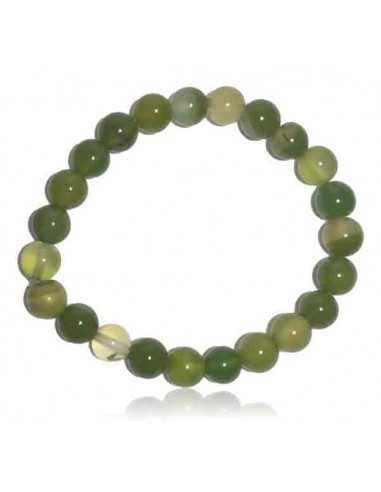 Bracelet agate vert clair pierres boules 8 mm