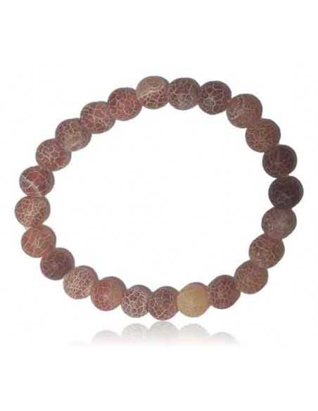 Bracelet agate mate craquelée plusieurs coloris boules 8 mm