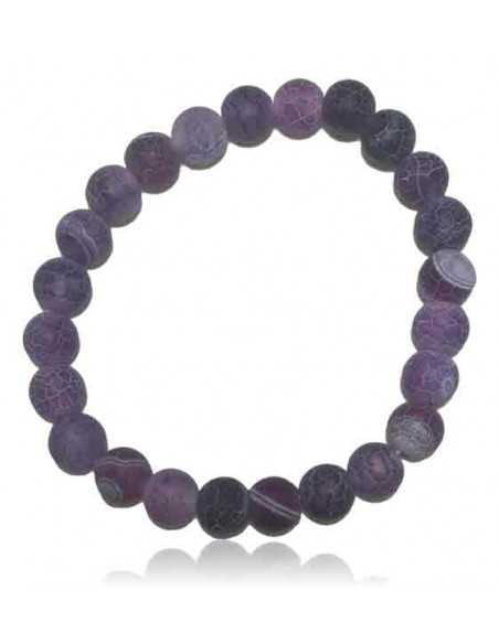 Bracelet agate mate craquelée plusieurs coloris boules 8 mm