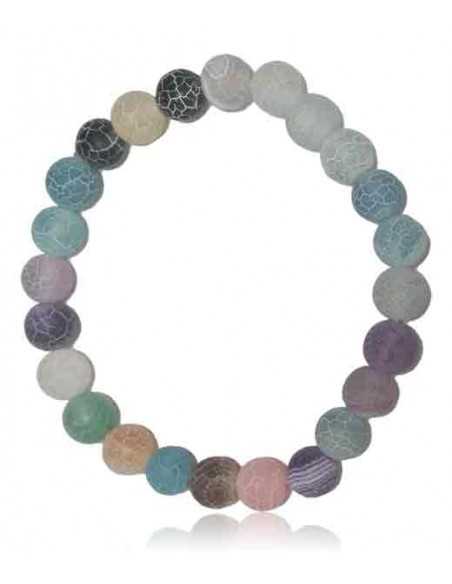 Bracelet agate mate craquelée plusieurs coloris boules 8 mm