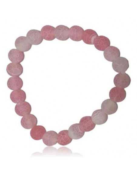 Bracelet agate mate craquelée plusieurs coloris boules 8 mm