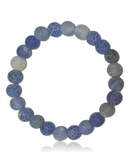 Bracelet agate mate craquelée plusieurs coloris boules 8 mm