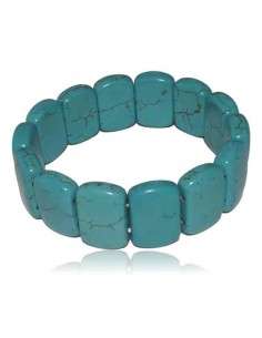Bracelet turquoise de synthèse pierres carrées