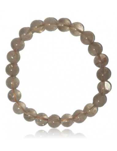 Bracelet quartz hematoide foncé translucide boules 8 mm