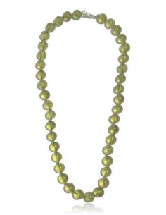 Collier Peridot pierres boules 10 mm