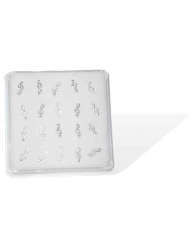 20 Piercings nez argent 925 motif clef de sol