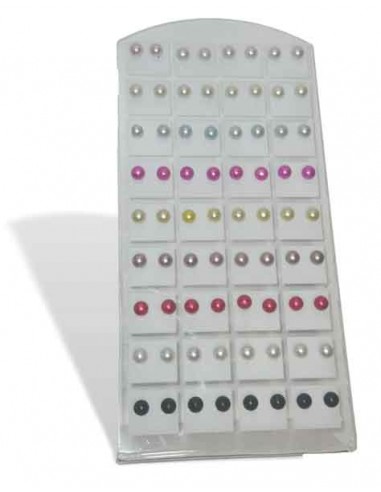 36 paires de B.O boules couleurs 5 mm sur présentoir