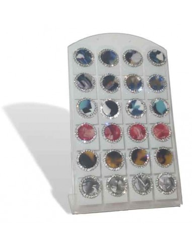 12 paires de B.O boutons motifs 10 mm sur présentoir