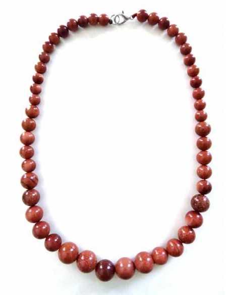 Collier pierre du soleil marron perles rondes dégradées