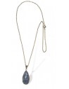 Collier acier inoxydable pendentif goutte pierre sodalite