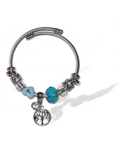 Bracelet jonc acier inoxydable avec charms motif arbre