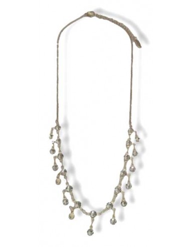 Collier acier décoré de perles pendantes serties