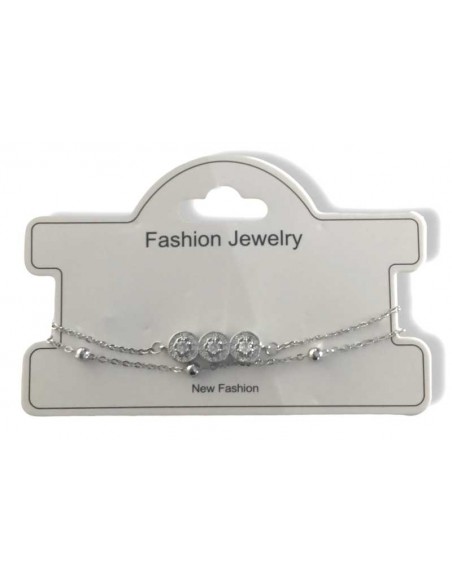 Bracelet double rangs motif trio de fleurs
