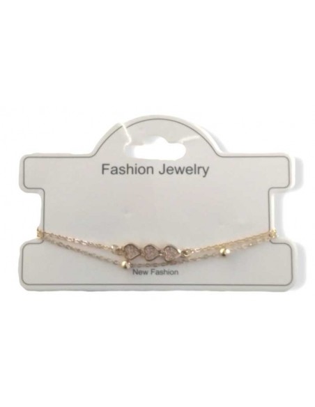 Bracelet double rangs motif trio de coeurs