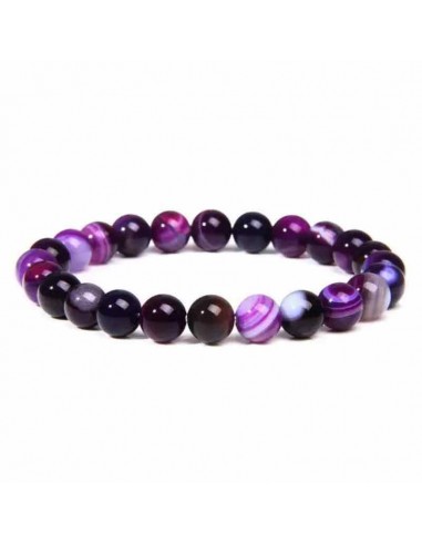 Bracelet agate violet pierres boules 8 mm