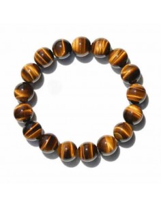 Bracelet homme oeil de tigre pierres boules 15 mm